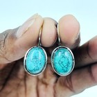 925 Sterling Silver Blue Turquoise  Gemstone  Jewelry Dangle Drop Earring