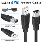 Firewire To Usb Adapter Cable 6-pin Ieee 1394 Male To Usb 2 0 Male Converter    