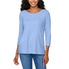 Kirkland Signature Women s 3 4 Sleeve Boatneck Slub Tee  Blue  Size Xl