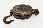 Vintage Wooden   Metal Pulley Block  Very Old   Rusty Farmhouse Rustic Nautical
