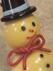 Shultz Bakelite Snowman Pin Brooch Yellow W  Top Hat Red Bow Painted Face