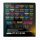 24 Dual Tip Acrylic Paint Markers Set Fine   Brush Art Pens Multi-surface Craft