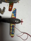 Pre-war Japan Tin Penny Toy Zeppelin Dirigible Airship  two Planes Vintage 1930s