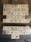 Lot Of 49 Vtg Alphabet Wooden Blocks Numbers  Abc   s 123 Letters Learning Kids