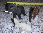 Vintage Mini Figurine Elephants Set Of 3 wood stone Good Luck Elephants