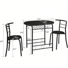 Black 3-piece Dining Set With Wine Rack