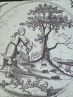 1750s Dutch Delft Manganese 5  Biblical Tile Samson   Lion Antique 18th Century