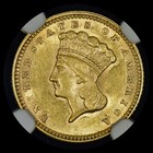 1874  1 Gold Dollar     Ngc Au-58     Type 3 T3 Coin Almost Uncirculated    trusted   