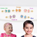 Pink Baby Earrings Solid 14k Gold Screw Protective Backs Infant Flower Earring