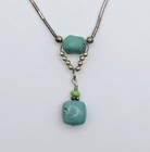 Vintage Sterling Silver Turquoise Y Drop Choker Necklace Native American Unique 