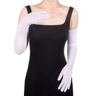Women s Sexy Long Sheer Gloves - Stretchy Tulle Mesh Opera Party Dance White