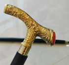 Antique Brass Designer Handle Vintage Walking Cane Wooden Walking Stick Men s