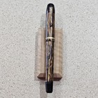 Vintage Unbranded Lever Fill Amber   Black Marbled With Black Ends Fountain Pen