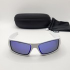 Oakley Custom Gascan Polished White Blue Icons  galaxy Blue Polarized Authentic 