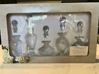 Set Of 5 Glass Decanter perfume Bottles New In Box