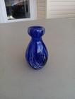 Small Hand Blown Cobalt Blue   White Glass Vase 4 1 4   