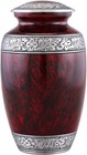 Handcrafted Memorial Urn For Ashes  Velvet Bag   10 5 x7    Dark Cherry silver