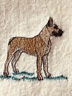 Great Dane Dog Kitchen Hand Towel Set Of 2 Embroidered Cream 100  Cotton New Nwt