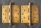 Antique Stanley Sweetheart Pair Ball Bearing Tipped 5    Hinge Brass Heavy Vintage
