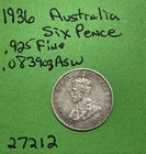 1936 Australia          Six Pence 6p George V   925 Fine Silver