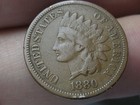 1880 Indian Head Cent Penny  Florence Birthday Love Token Inscription