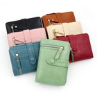 Leather Women Trifold Small Wallet Rfid Blocking Credit Card Holder Zip Wallet