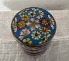 Vtg Enamel Cloisonn   4 Piece Stacking Floral Multi Colore Trinket Stash Pill Box