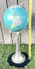Vtg 19    Tall Mid Century Rotating Floor Table Globe On Hammered Aluminum Stand