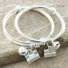 Elegant 925 Sterling Silver 1 5  New Fashion Bracelet Bangle Newborn Baby 2 Pcs