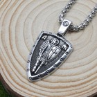Archangel Saint St Michael Medal Cross Shield Pendant Necklace W 24  Spiga Chain