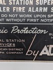 Vintage Adt American District Telegraph Fire Alarm Protection Metal Sign 1950s