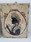 2 Vintage Glass Reverse Painted Framed Silhouettes Ladies 6   8  Wall Hangings