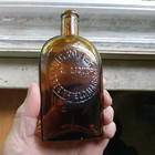 Greenfield mass W g potter Pure Liquors Rare Amber 1 2 Pint 1880s Whiskey Flask