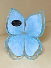 Murano Style Hand Blown Glass Butterfly  Italy  White W  Powder Blue Flex