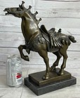 14  China Chinese Bronze Zodiac Year Tang Stand Horse Fengshui Statue Figurine