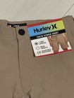 Hurley Boys Hybrid Shorts Brown Solid Chino Stretch Pockets M 10 12