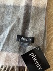 Phenix 100  Cashmere Plaid Fringe Rectangle Scarf Gray Beige Ivory Scw-8918-phx