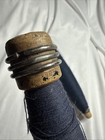 Vintage Wooden Weaving Spools W  Navy Thread     Lot Of 2 Craft Decor
