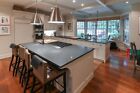 Traditional White Kitchen With Chestnut Brown Island  Desk Area   Appliances
