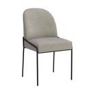 Homepop Modern Metal Dining Chair Fawn Velvet Cushioned Black Legs