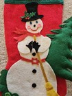 Vintage Christmas Stocking 70s Snowman Tree Frosty Handmade Felt