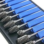 10pcs Tungsten Carbide Rotary Drill Bits 1 8  Shank Burr Die Grinder Carving Set