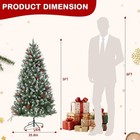 5 Ft Christmas Tree Pre-lit Artificial Snow Branch 850  Pine Cones Berries Xmas