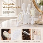 5 Pcs Hair Brush Comb Set For Girls Vintage Vanity Brush With Mirror And Stor   