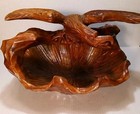 Antique Eagle Folk Art Solid One Piece Black Walnut Hand Carved Wood Basket 