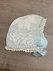 Antique Lot Of 3 Crochet Tatted Baby Bonnet Cap Hat Babette  Handmade  Unique
