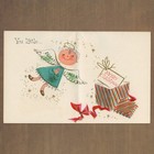 Unused Vintage Christmas Wish Card  Cute Rosy Cheek Devil Child Costume Angel