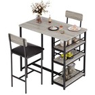3-piece Dining Table Set  Dining Room Table Set With 2 Upholstered Chairs Grey