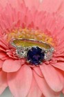 2 50 Ct Round Natural Sapphire Diamond  Ring 14k Solid White Gold Size 7