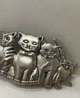 Vintage 5 Cats Barrette Hair Clip Brushed Silver Tone 3 5    Spring Clip